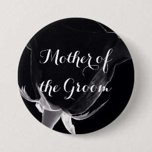 Badge Rond 7,6 Cm Rose Noire