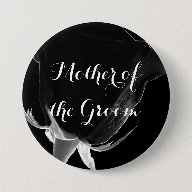 Badge Rond 7,6 Cm Rose Noire (Devant)