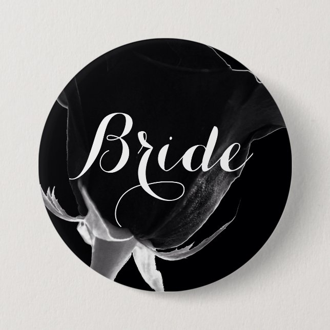 Badge Rond 7,6 Cm Rose Noire (Devant)