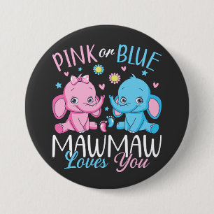 Badge Rond 7,6 Cm Rose Ou Bleu Mawmaw Vous Aime Elephant Baby Round