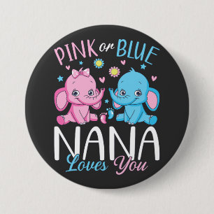 Badge Rond 7,6 Cm Rose Ou Bleu Nana Vous Aime Elephant Baby Round