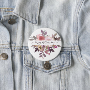 Badge Rond 7,6 Cm Rose pastel et floral personnalisé violet 
