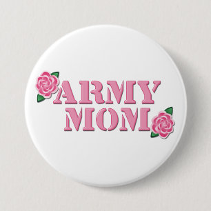 Badge Rond 7,6 Cm Roses de rose de maman d'armée