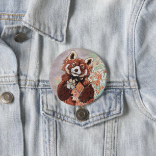 Badge Rond 7,6 Cm Rouge Panada Crystaline Vibes Art