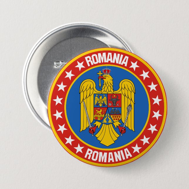 Badge Rond 7,6 Cm Roumanie (Devant & derrière)