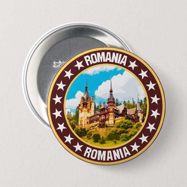Badge Rond 7,6 Cm Roumanie (Devant & derrière)