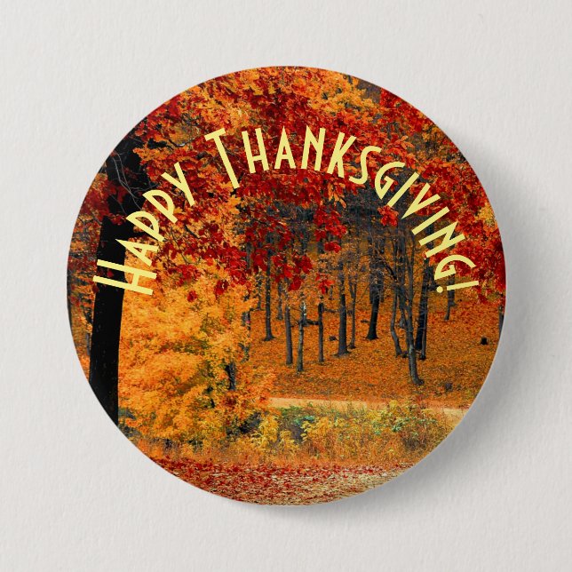 Badge Rond 7,6 Cm Route d'automne (Devant)