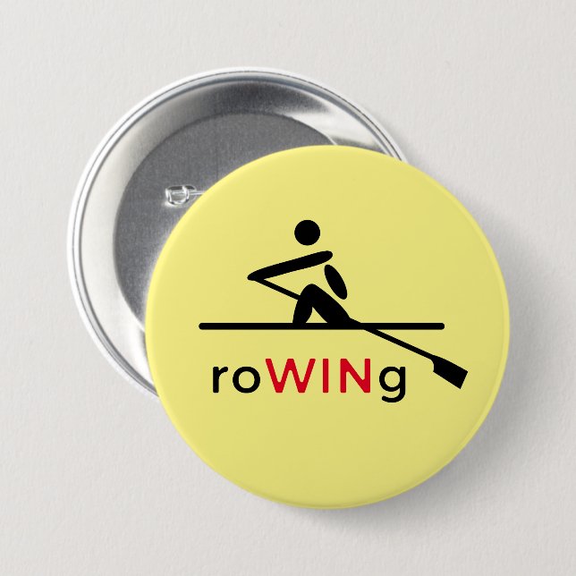 Badge Rond 7,6 Cm RoWINg Jaune de motivation (Devant & derrière)