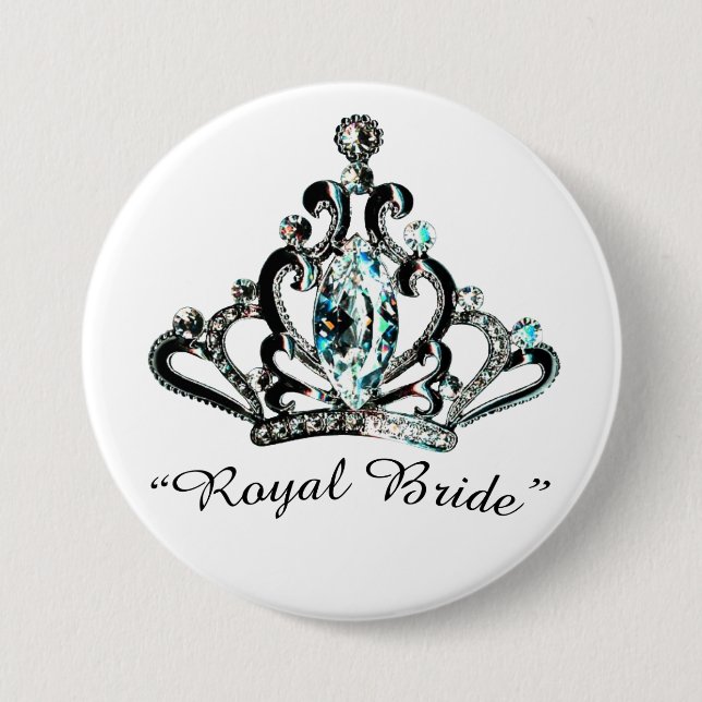 Badge Rond 7,6 Cm "Royal Bride" Tiara buttons (Devant)