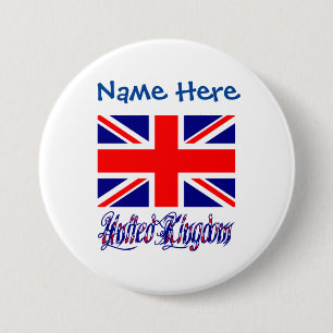 Badge Rond 7,6 Cm Royaume-Uni Bleu Drapeau Personnalisation