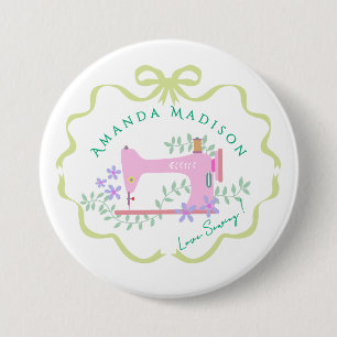 Badge Rond 7,6 Cm Ruban à coudre vert blanc