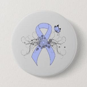 Badge Rond 7,6 Cm Ruban bleu clair avec papillon