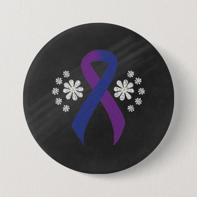 Badge Rond 7,6 Cm Ruban bleu et violet du tableau de bord (Devant)