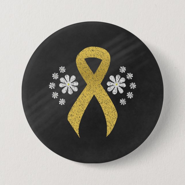 Badge Rond 7,6 Cm Ruban Chalkboard Gold Awareness (Devant)