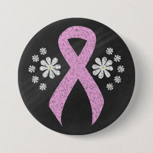 Badge Rond 7,6 Cm Ruban Chalkboard Pink Awareness