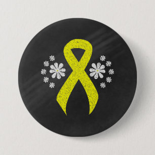 Badge Rond 7,6 Cm Ruban Chalkboard Yellow Awareness