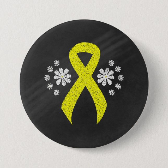 Badge Rond 7,6 Cm Ruban Chalkboard Yellow Awareness (Devant)