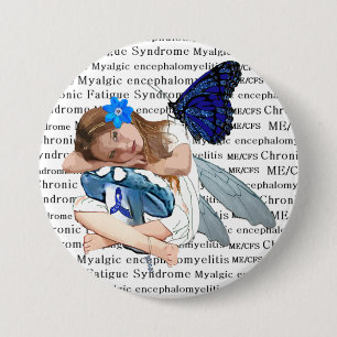 Badge Rond 7,6 Cm Ruban de sensibilisation à la fille fée ange ME/CF