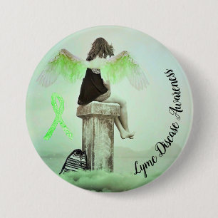 Badge Rond 7,6 Cm Ruban de sensibilisation à la maladie de Lyme et b