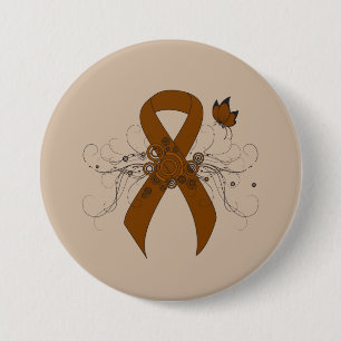Badge Rond 7,6 Cm Ruban de sensibilisation Brown avec papillon