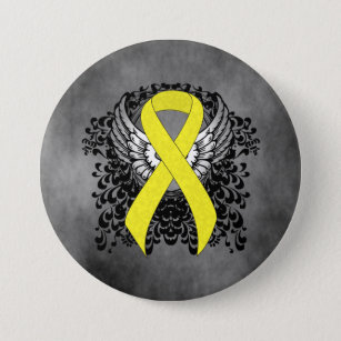 Badge Rond 7,6 Cm Ruban de sensibilisation jaune avec ailes