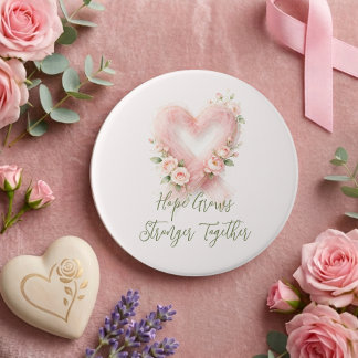 Badge Rond 7,6 Cm Ruban de sensibilisation rose délicat Cœur de flor