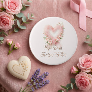 Badge Rond 7,6 Cm Ruban de sensibilisation rose gracieux Fleurs en f