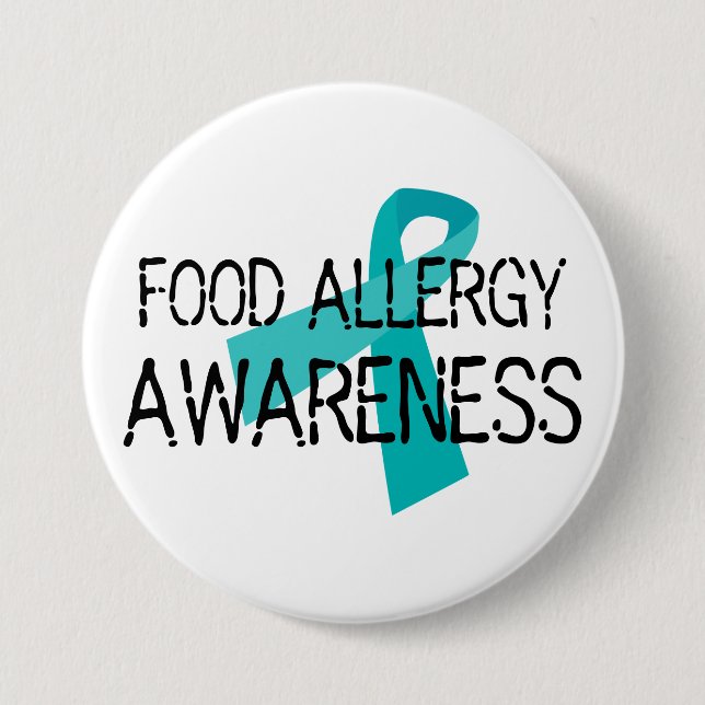 Badge Rond 7,6 Cm Ruban de Teal de conscience d'allergie alimentaire (Devant)