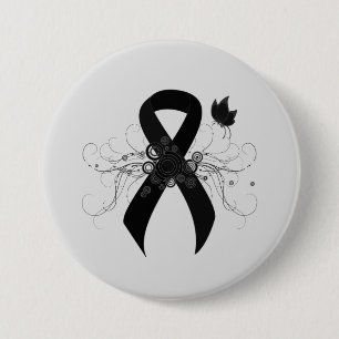 Badge Rond 7,6 Cm Ruban noir avec papillon