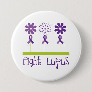 Badge Rond 7,6 Cm Ruban pourpre de fleur de lupus de combat