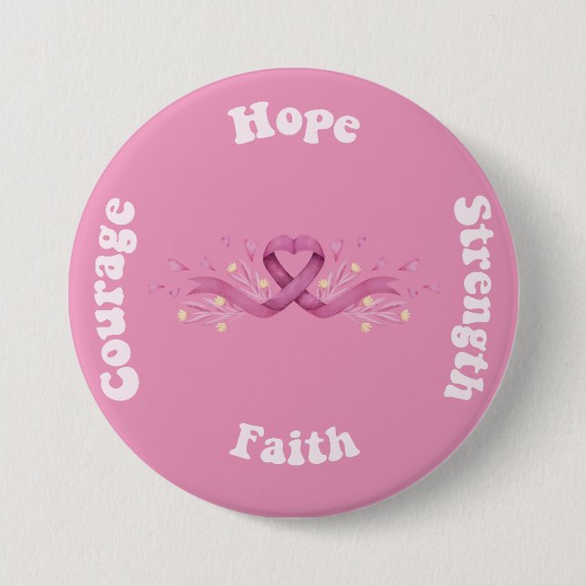 Badge Rond 7,6 Cm Ruban rose Femmes Sensibilisation au cancer Cancer (Devant)