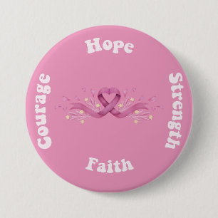 Badge Rond 7,6 Cm Ruban Rose Femmes Sensibilisation au Cancer du Sei