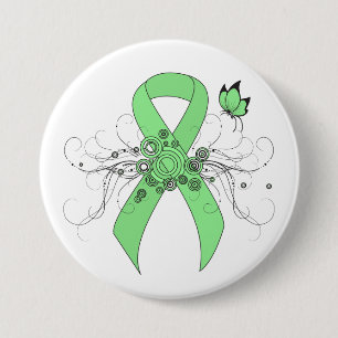 Badge Rond 7,6 Cm Ruban vert clair avec papillon