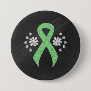 Badge Rond 7,6 Cm Ruban vert clair sur tableau noir