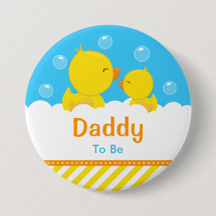 Badge Rond 7,6 Cm Rubber Ducky Jaune et Bleu Daddy pour être