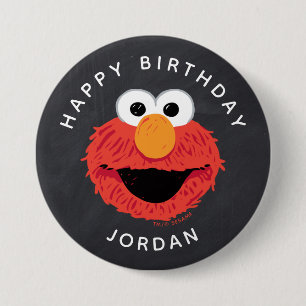 Badge Rond 7,6 Cm Rue Sésame   Elmo Birthday Chalkboard