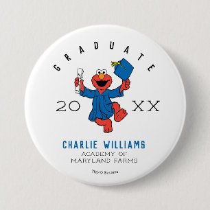 Badge Rond 7,6 Cm Rue Sésame Elmo Preschool Graduate