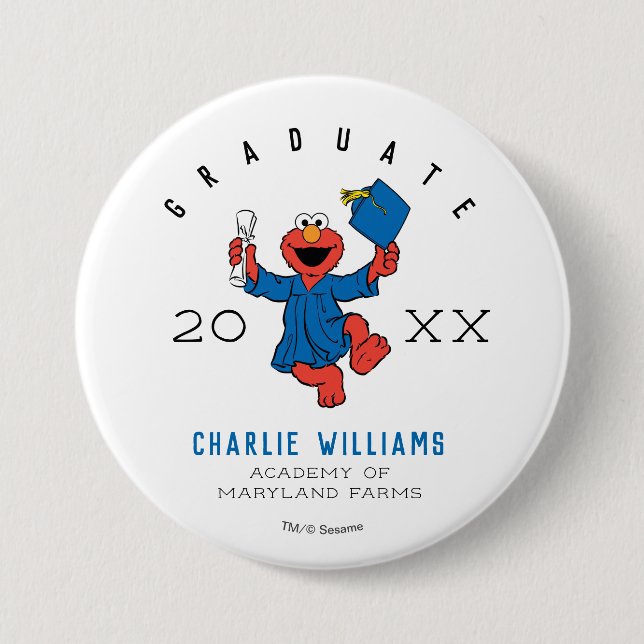 Badge Rond 7,6 Cm Rue Sésame | Elmo Preschool Graduate (Devant)