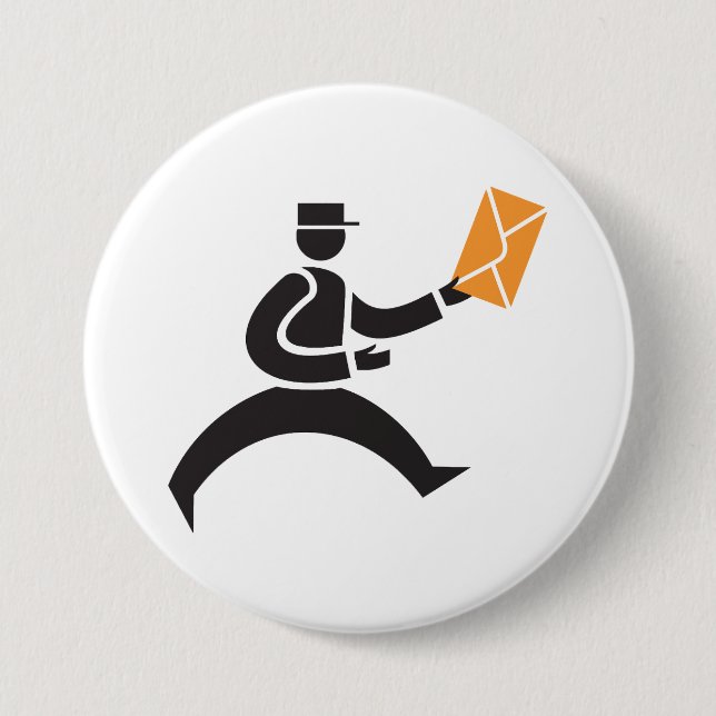 Badge Rond 7,6 Cm Running Postman Delivering Mail Postal Worker (Devant)