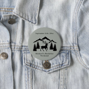 Badge Rond 7,6 Cm Rustic Grey Chasse Bachelor Week-end