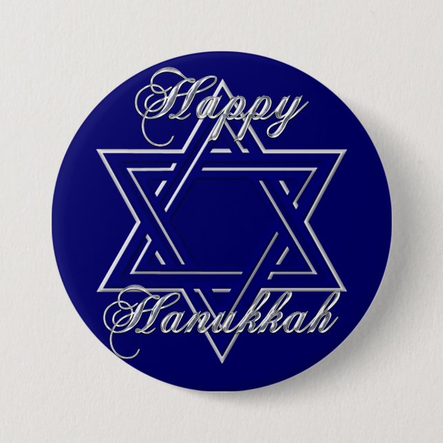 Badge Rond 7,6 Cm RW Happy Hanoukka Star de David (Devant)