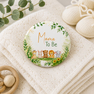 Badge Rond 7,6 Cm Safari Jungle Animaux Sauvages Baby Shower