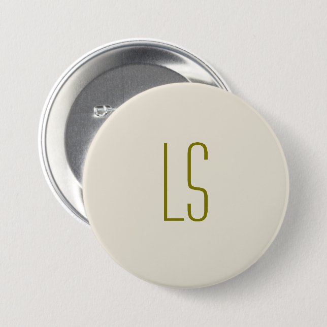 Badge Rond 7,6 Cm Sage vert monogramme initial simple (Devant & derrière)