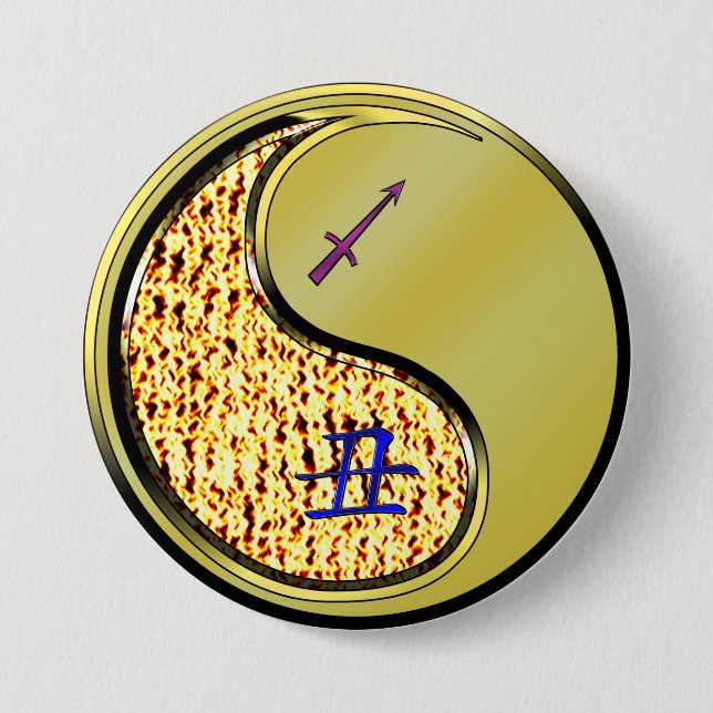 Badge Rond 7,6 Cm Sagittaire & Bœuf de Métal (Devant)
