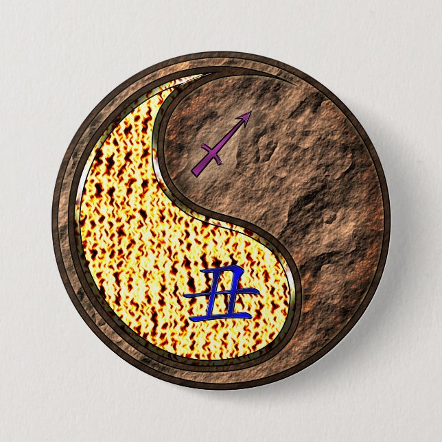 Badge Rond 7,6 Cm Sagittaire & Bœuf de Terre (Devant)