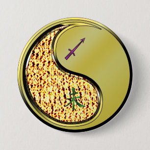 Badge Rond 7,6 Cm Sagittaire & Chèvre Métal