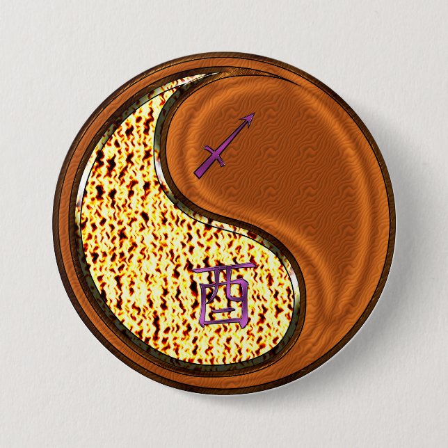 Badge Rond 7,6 Cm Sagittaire & Coq de Bois (Devant)