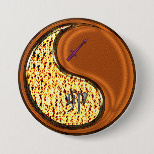 Badge Rond 7,6 Cm Sagittaire & Lapin de Bois