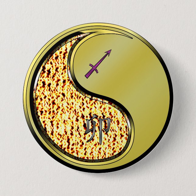 Badge Rond 7,6 Cm Sagittaire & Lapin Métal (Devant)