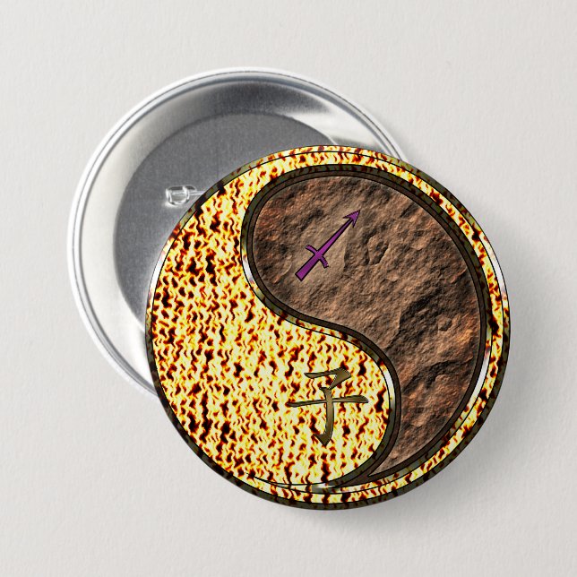 Badge Rond 7,6 Cm Sagittaire & Rat de Terre (Devant & derrière)